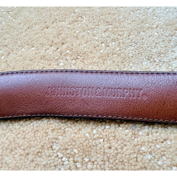 Johnston Murphy Men Black Leather Perforated Dress Belt Wingtip Brogue Buckle 44 - Picture 5 of 7